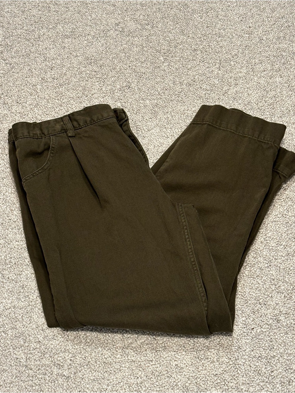Banana Republic Women’s Dark Olive Green Pleated Wide Leg Pants | Medium